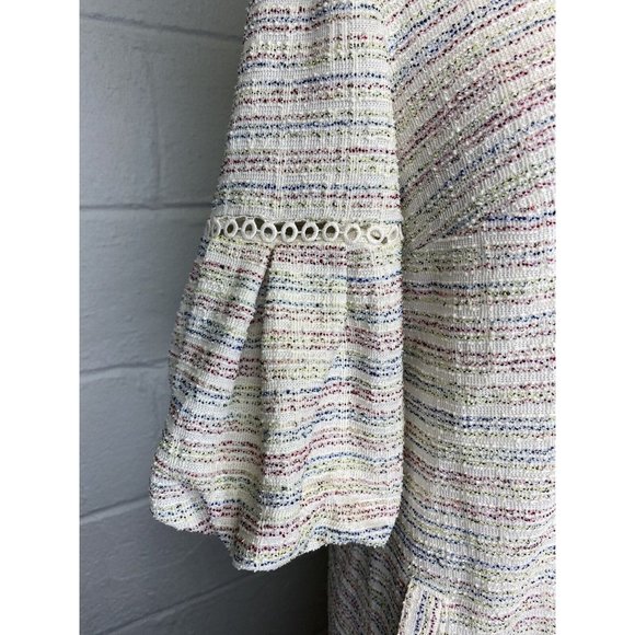 Ann Taylor Loft Rainbow Tweed Dress Medium Short Balloon Half Sleeve Pockets - Picture 3 of 11